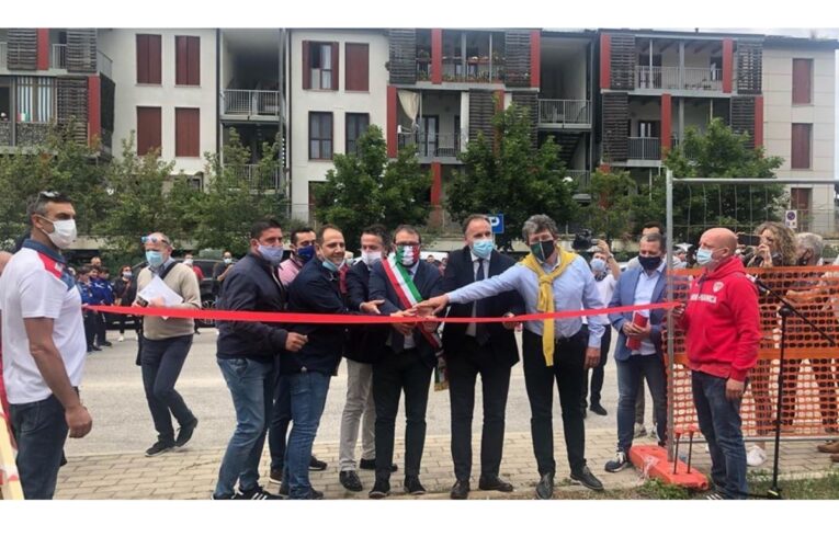 Prima pietra del nuovo campo sportivo di Paganica