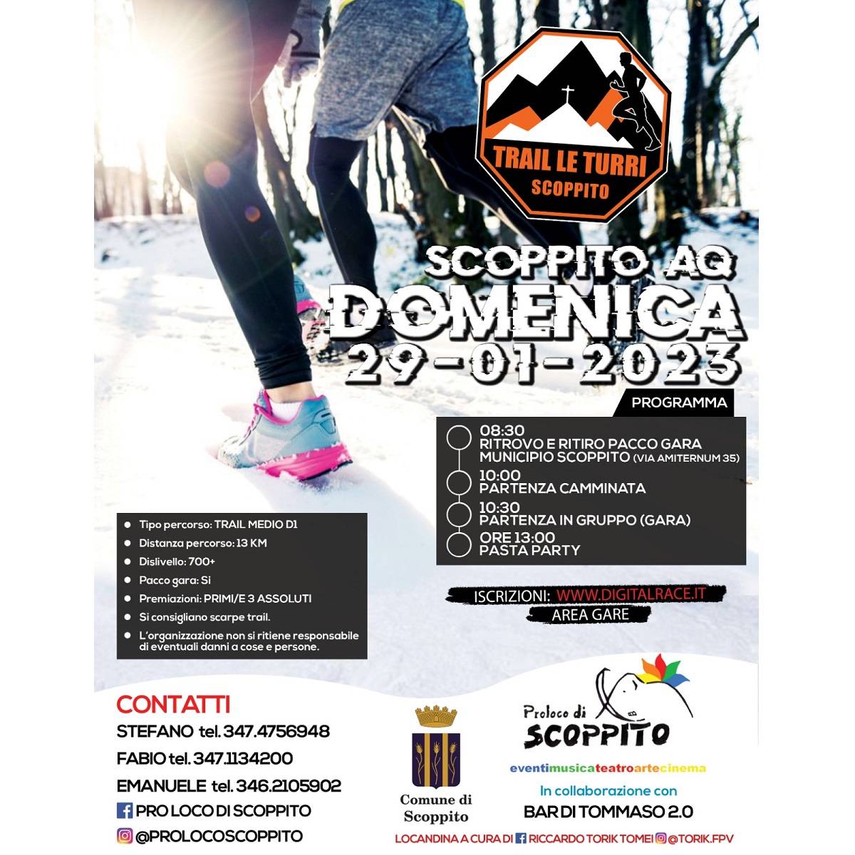 Trail a Scoppito il 29 Gennaio 2023 Le Turri