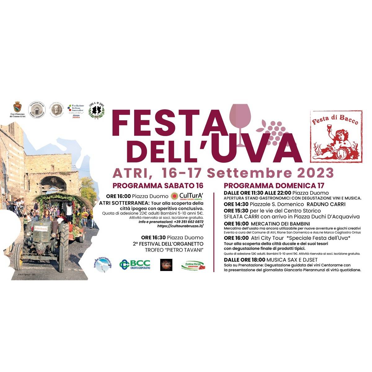 Festa dell'uva ad Atri 16 e 17 settembre 2023