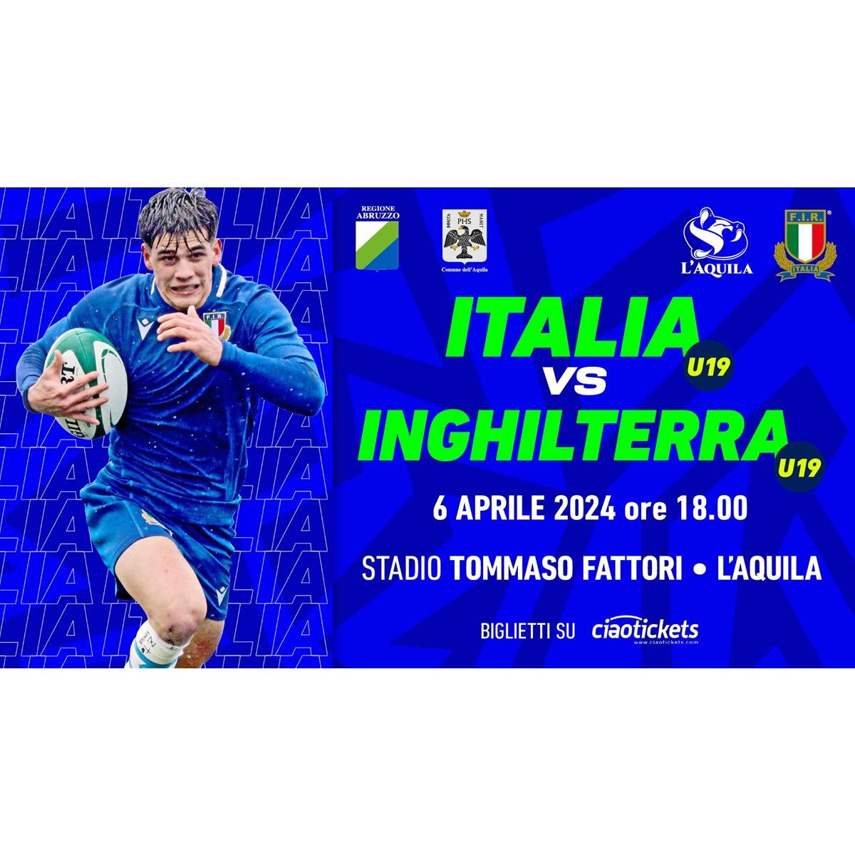 Italia - Inghilterra U19 - Test match presso lo Stadio Fattori a L'Aquila 6 aprile 2024 foto