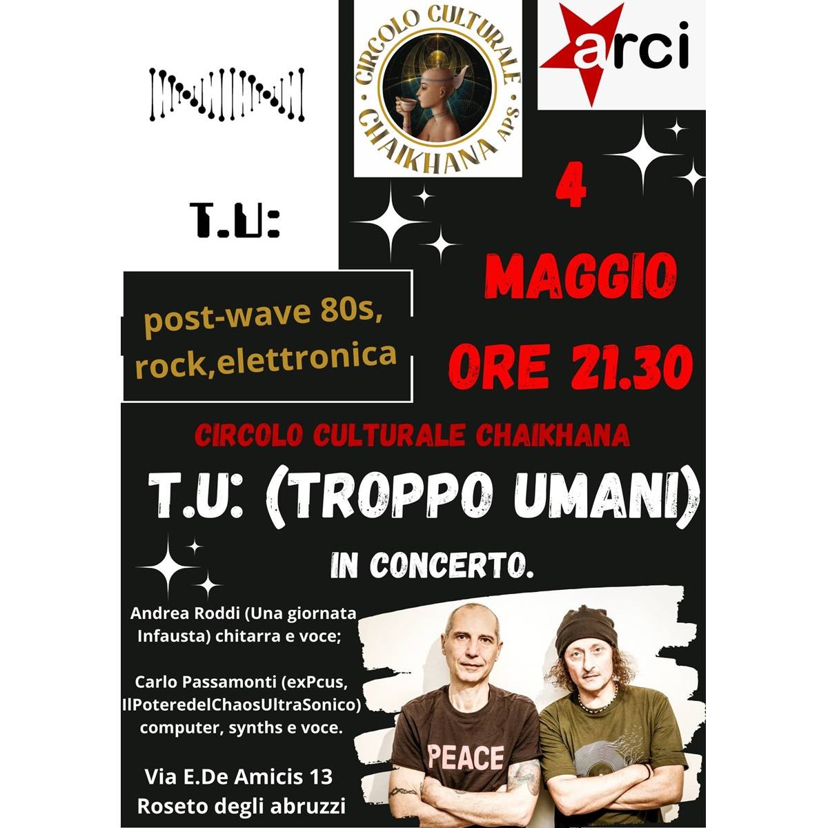 T U Troppo Umani live presso il Chaikhana a Roseto degli Abruzzi 4 maggio 2024