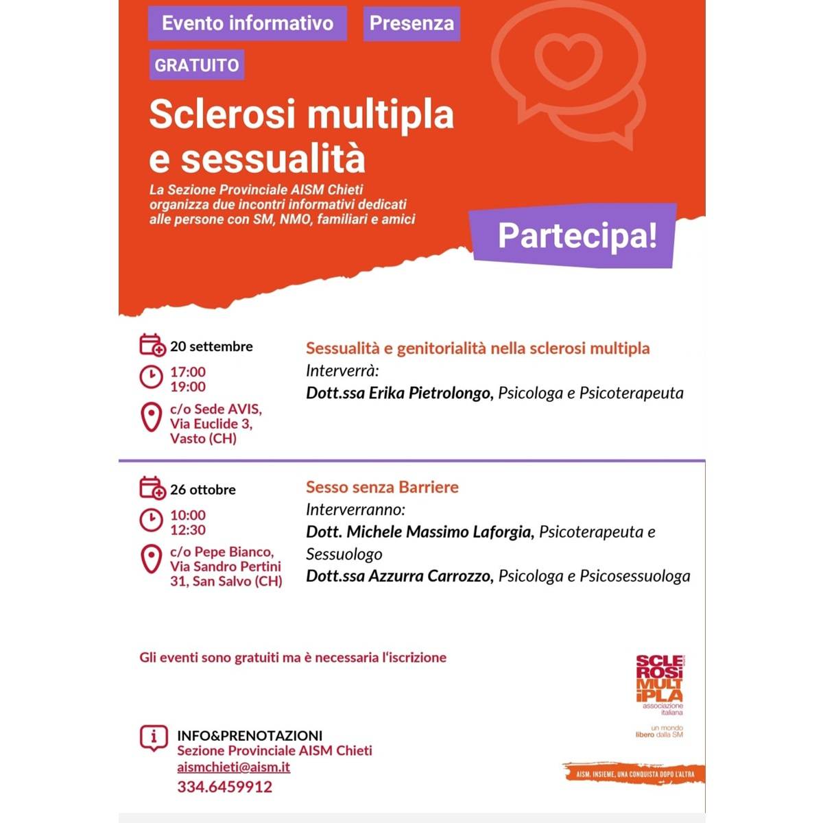 Sclerosi multipla e sessualità presso la sede AVIS a Vasto 20 settembre 2024 foto