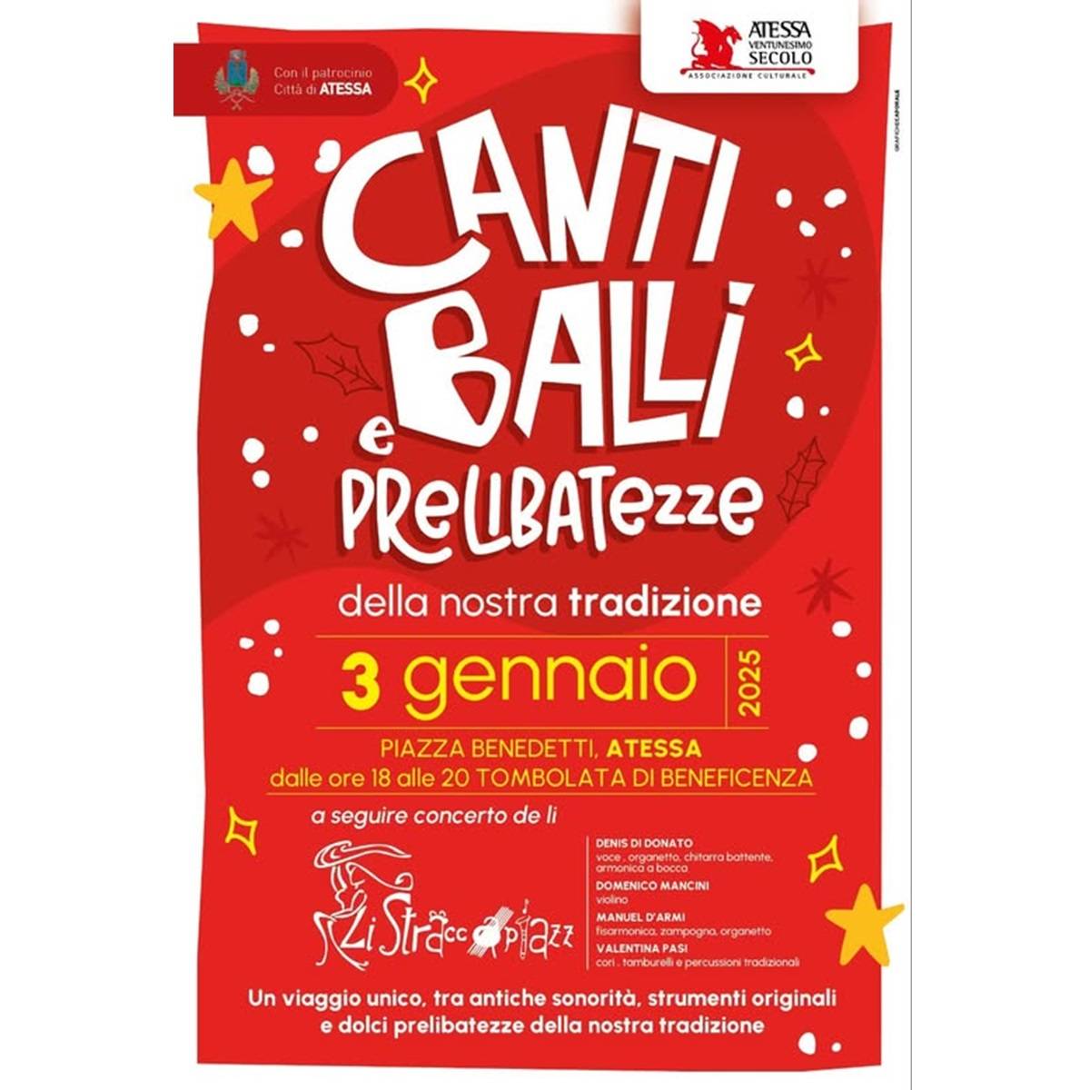 Canti balli e prelibatezze presso Piazza Benedetti ad Atessa 3 gennaio 2025 foto