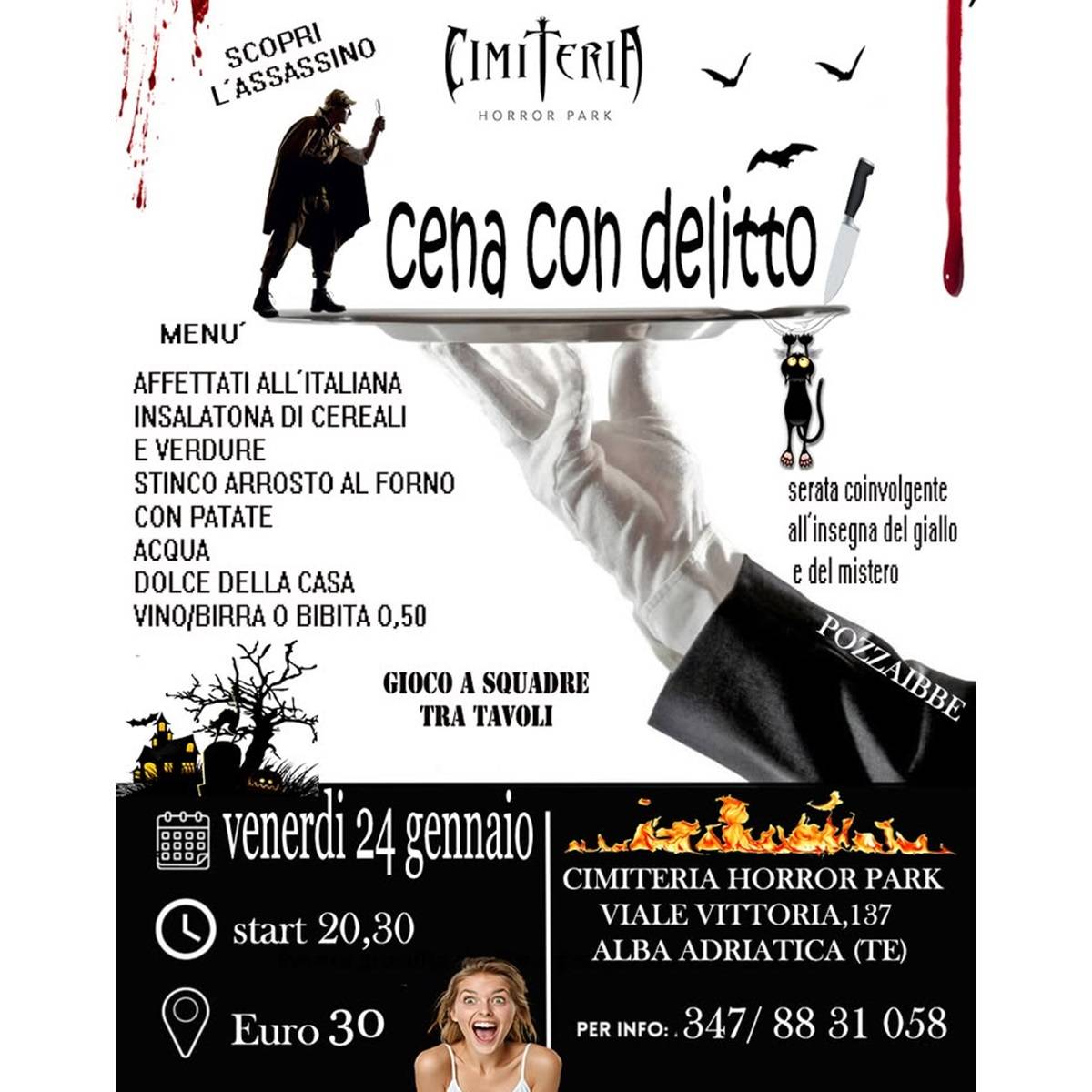 Cena con Delitto presso il Cimiteria Horror Park ad Alba Adriatica 24 gennaio 2025 foto