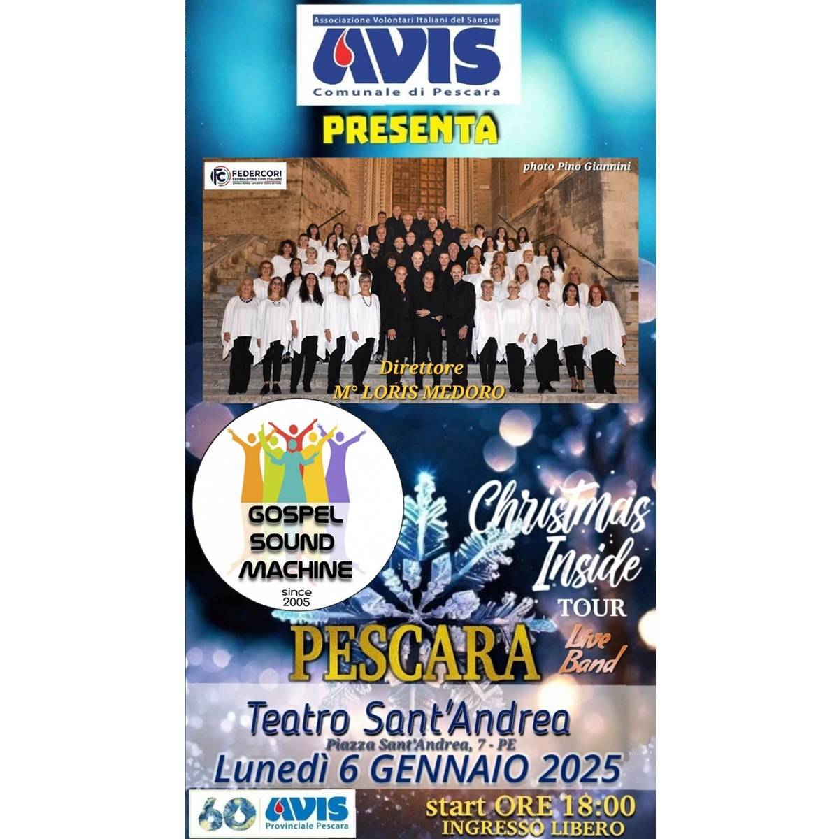 Concerto dei Gospel Sound Machine presso il Teatro Sant' Andrea a Pescara 6 gennaio 2025 foto