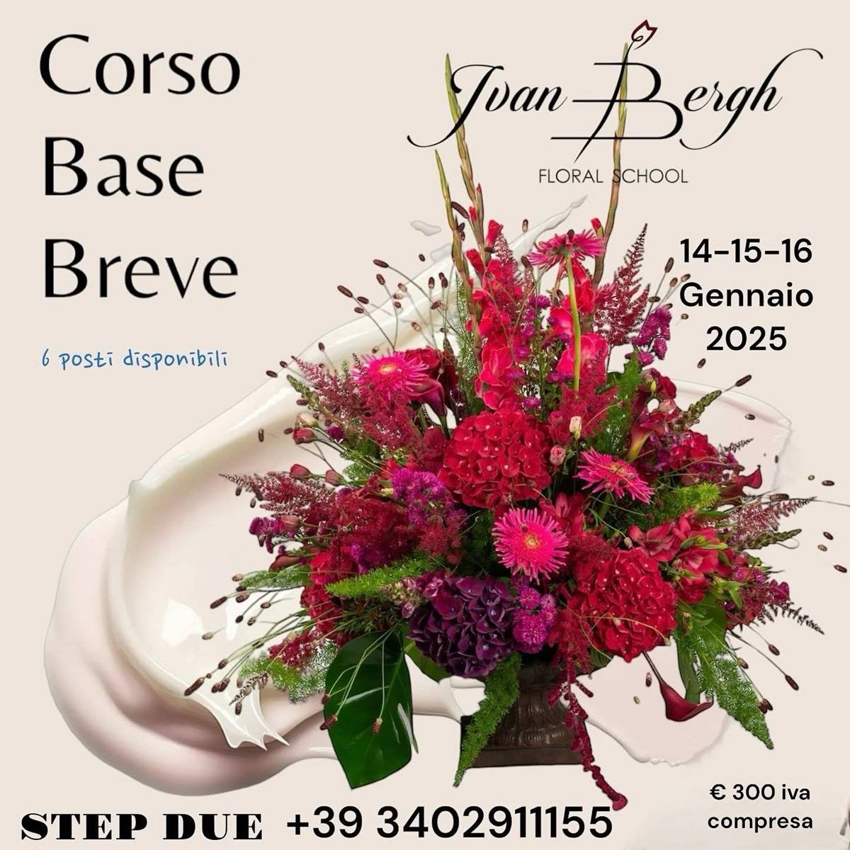 Corso Base Breve di Floral design presso Ivan Bergh floral school dal 14 al 16 gennaio 2025 foto