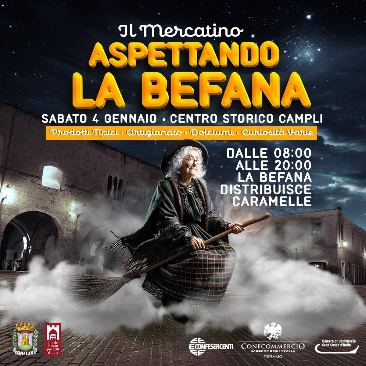 Il Mercatino Aspettando la Befana presso Piazza Vittorio Emanuele II a Campli 4 gennaio 2025 foto