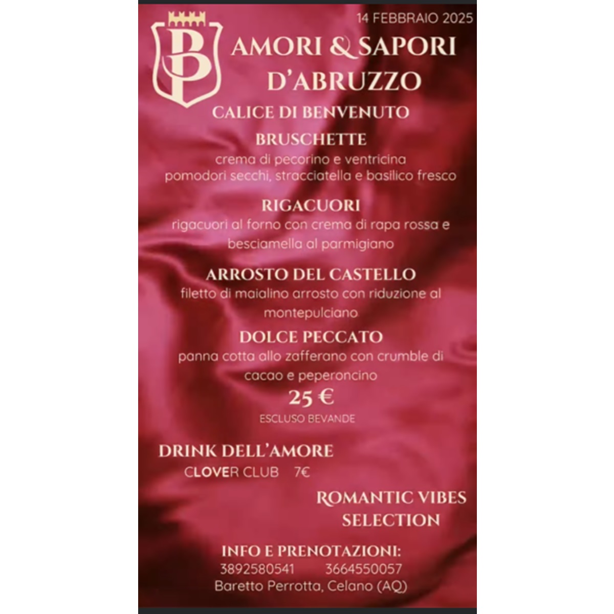 Amori e sapori d'Abruzzo presso il Baretto Perrotta a Celano 14 febbraio 2025 foto