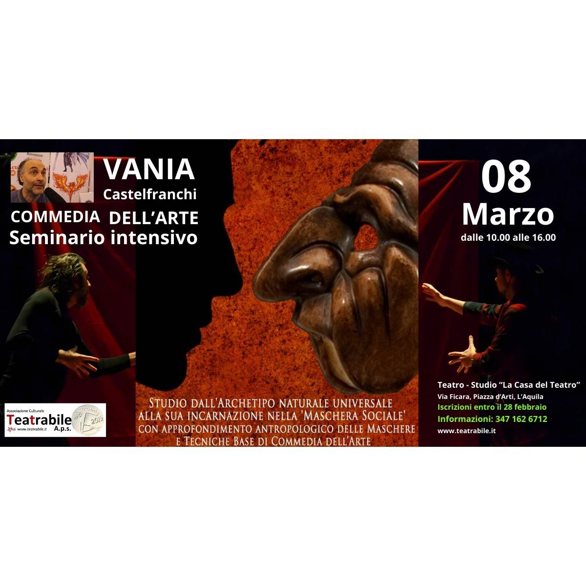 Commedia dell’Arte - Stage intensivo presso Teatrabile a L'Aquila sabato 8 marzo 2025 foto