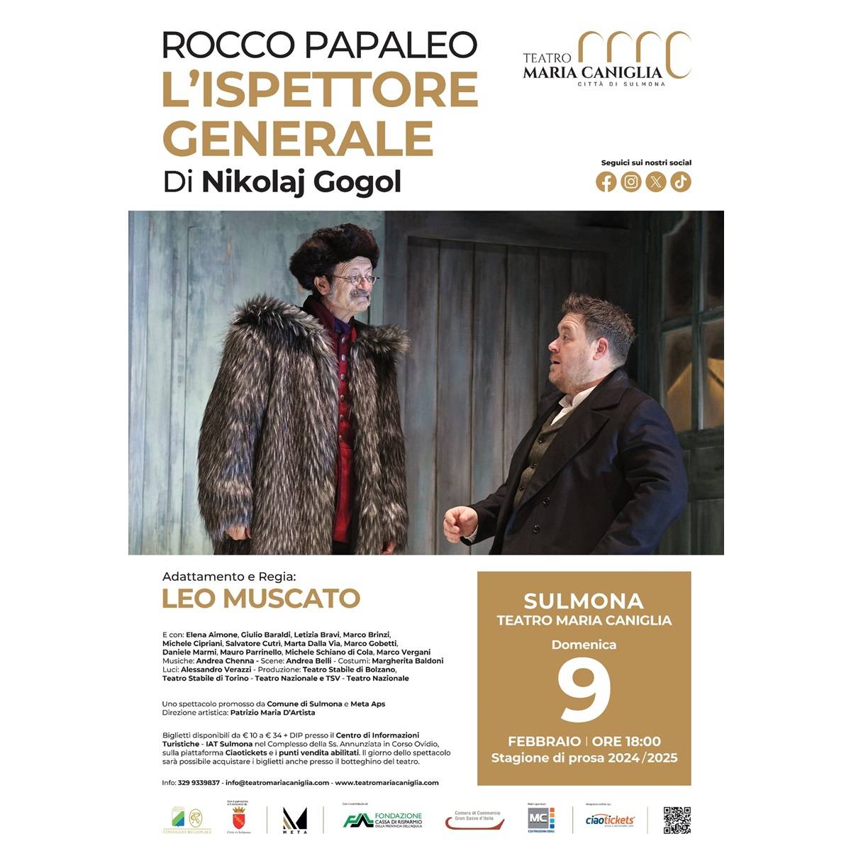 L'ispettore generale con Rocco Papaleo presso il Teatro Comunale Maria Caniglia a Sulmona 9 febbraio 2025 foto