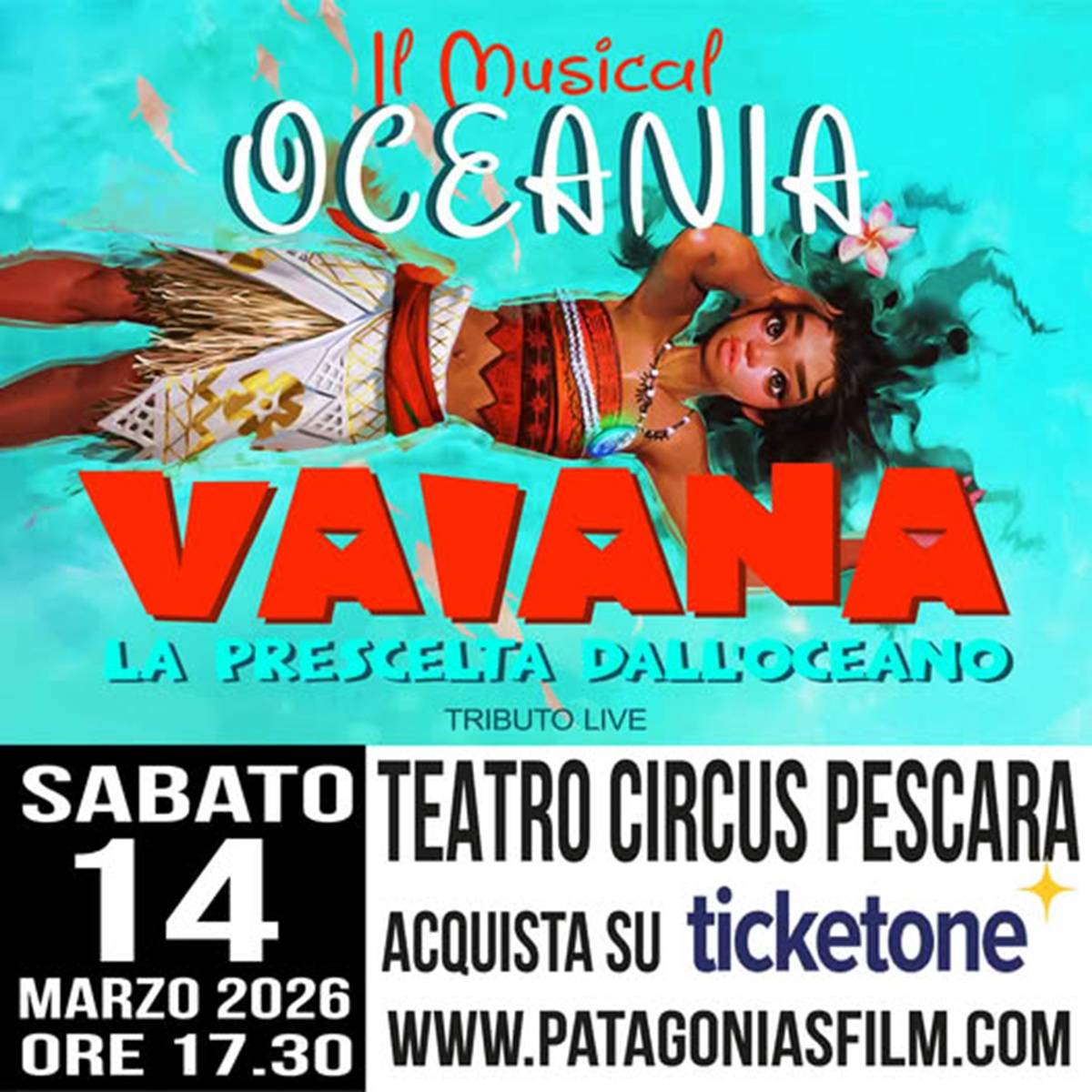 Oceania – Vaiana la prescelta dall’oceano presso il Teatro Circus a Pescara 14 marzo 2026 foto