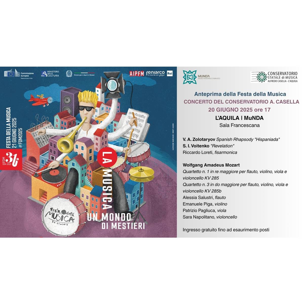 Anteprima della Festa della Musica presso il Museo Nazionale d’Abruzzo dell’Aquila 20 giugno 2025 foto