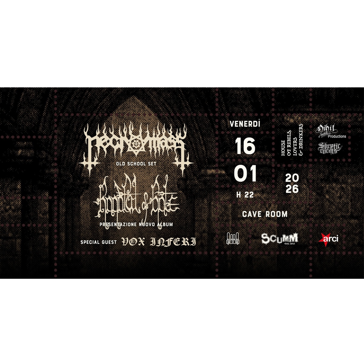 Necromass + Handful of Hate + Vox Inferi a Pescara 16 gennaio 2026 foto