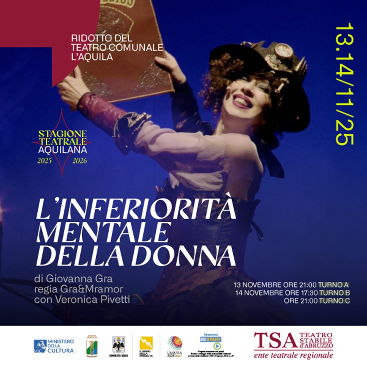 L'inferiorità mentale della donna presso il Ridotto del Teatro Comunale a L’Aquila il 13 e il 14 novembre 2025 foto