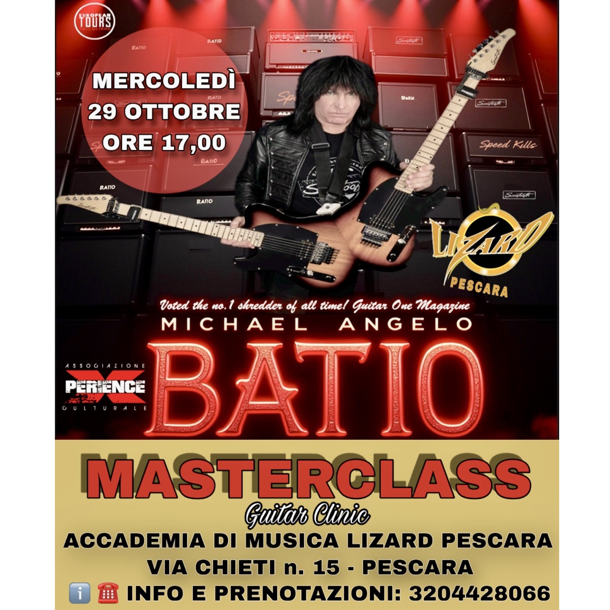 Michael Angelo Batio - masterclass presso la Lizard Pescara 29 ottobre 2025 foto