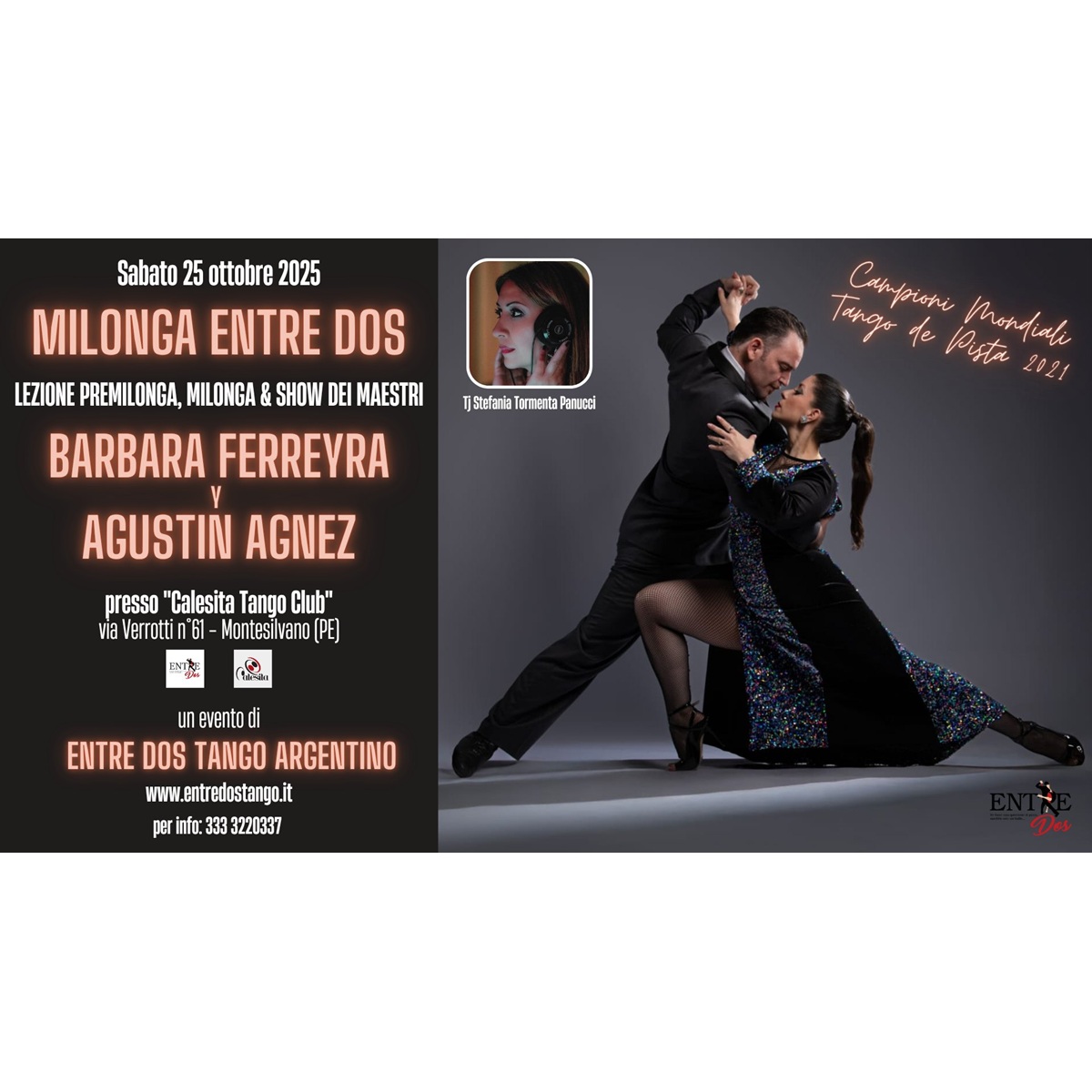 Milonga entre dos con i campioni mondiali Barbara Ferreyra y Agustin Agnez 25 ottobre 2025 foto