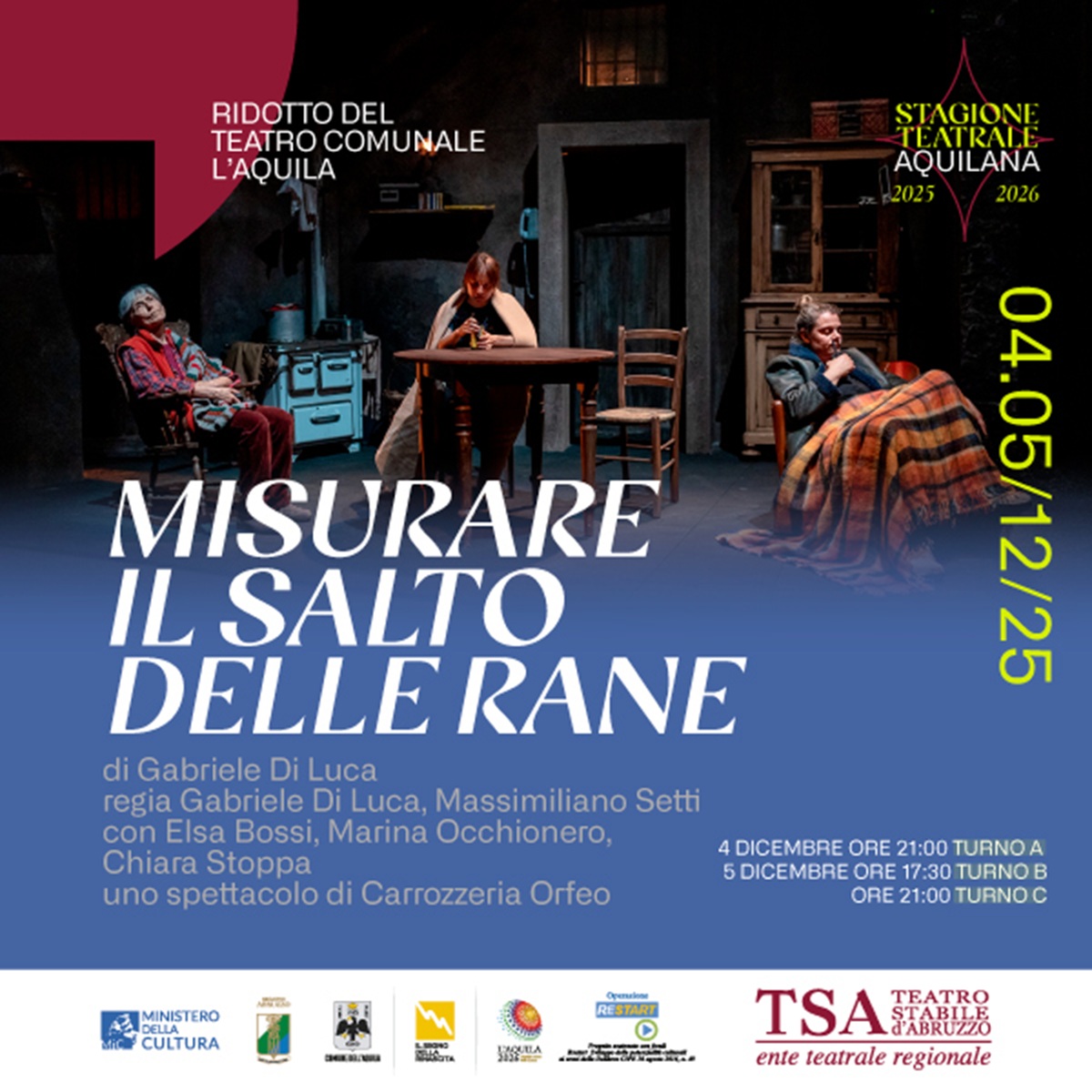 Misurare il salto delle rane presso il Ridotto del Teatro Comunale a L’Aquila 4 e 5 dicembre 2025 foto