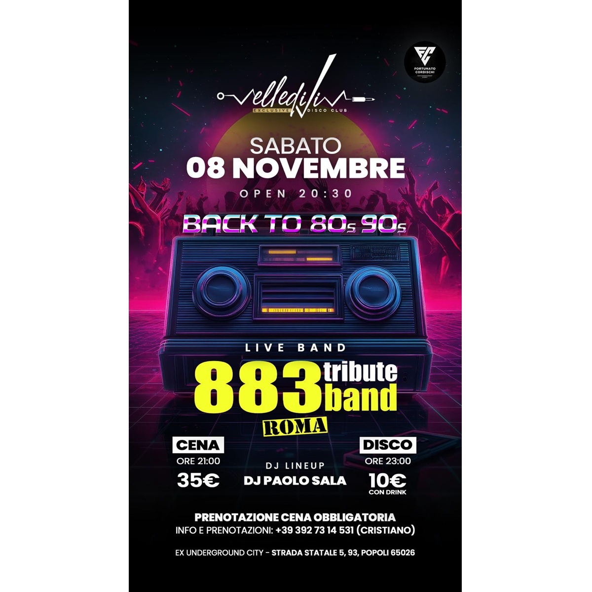 883 tribute band presso Ldv Elledivi a Popoli sabato 8 novembre 2025 foto