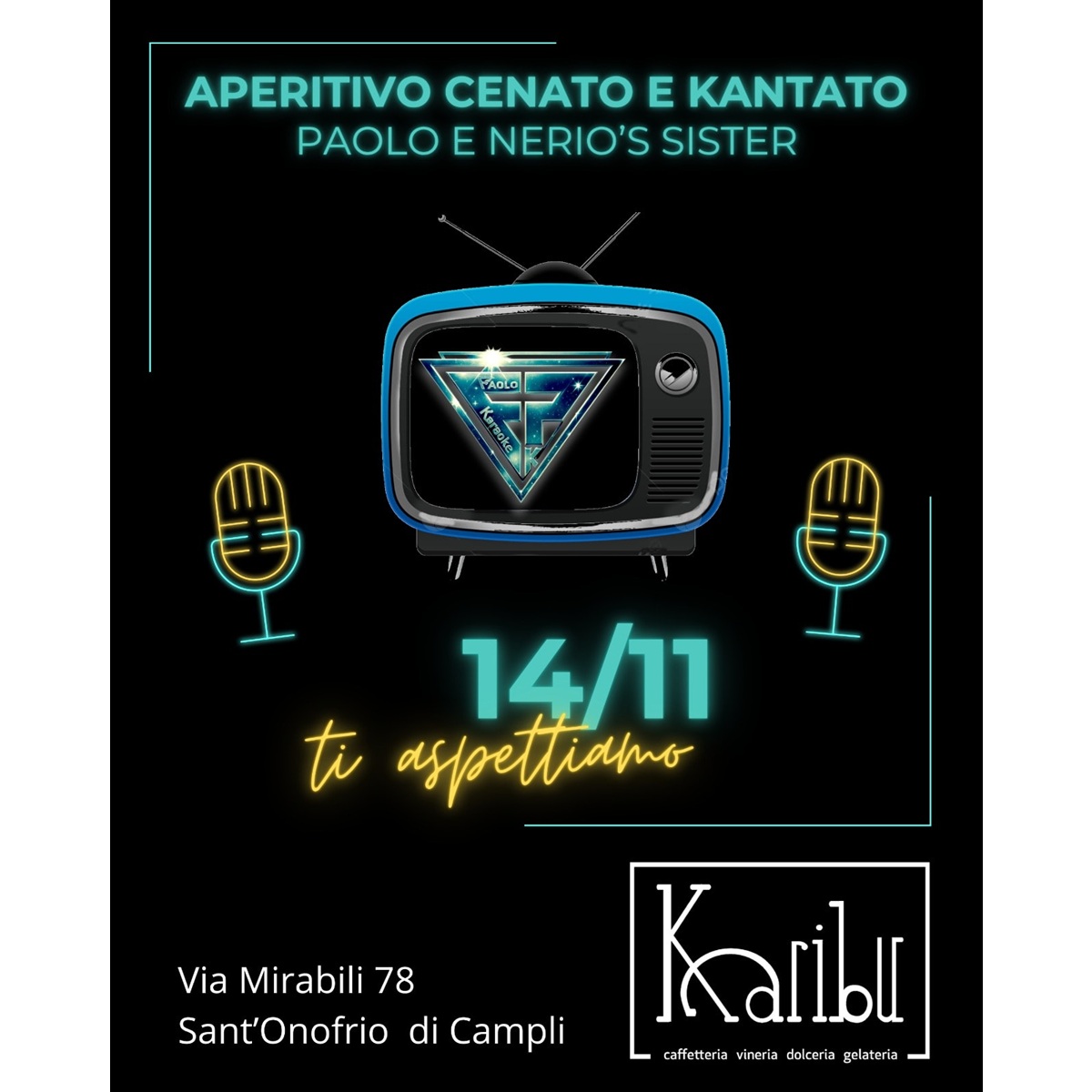 Aperitivo cenato e kantato con Paolo e Nerio's syster presso il Karibu a Campli 14 novembre 2025 foto