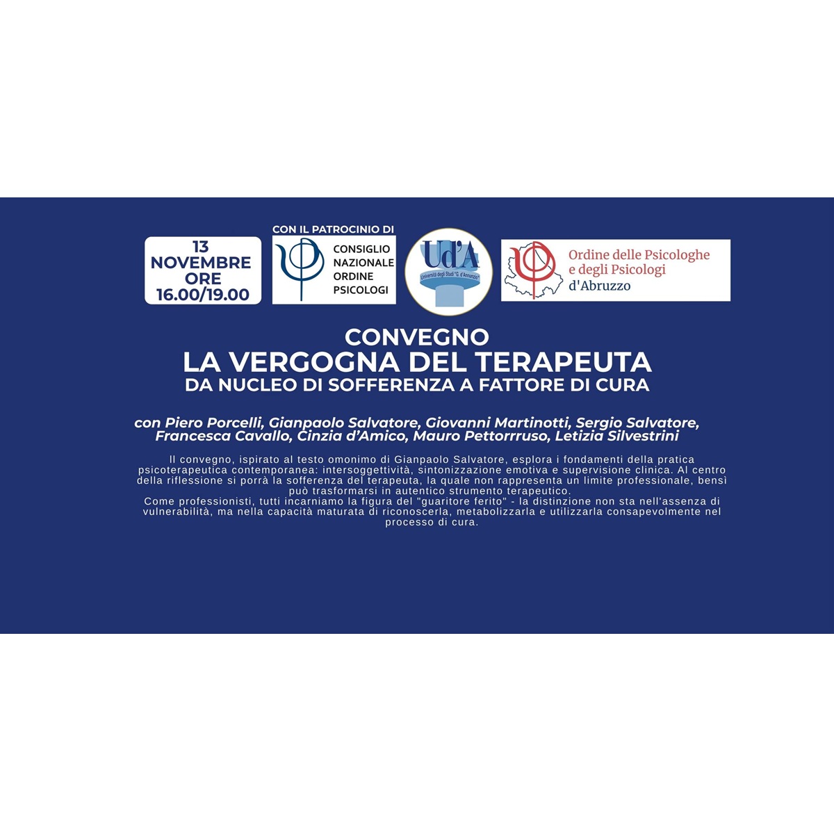 La vergogna del terapeuta presso la Sala Consiliare del Comune di Pescara 13 novembre 2025 foto