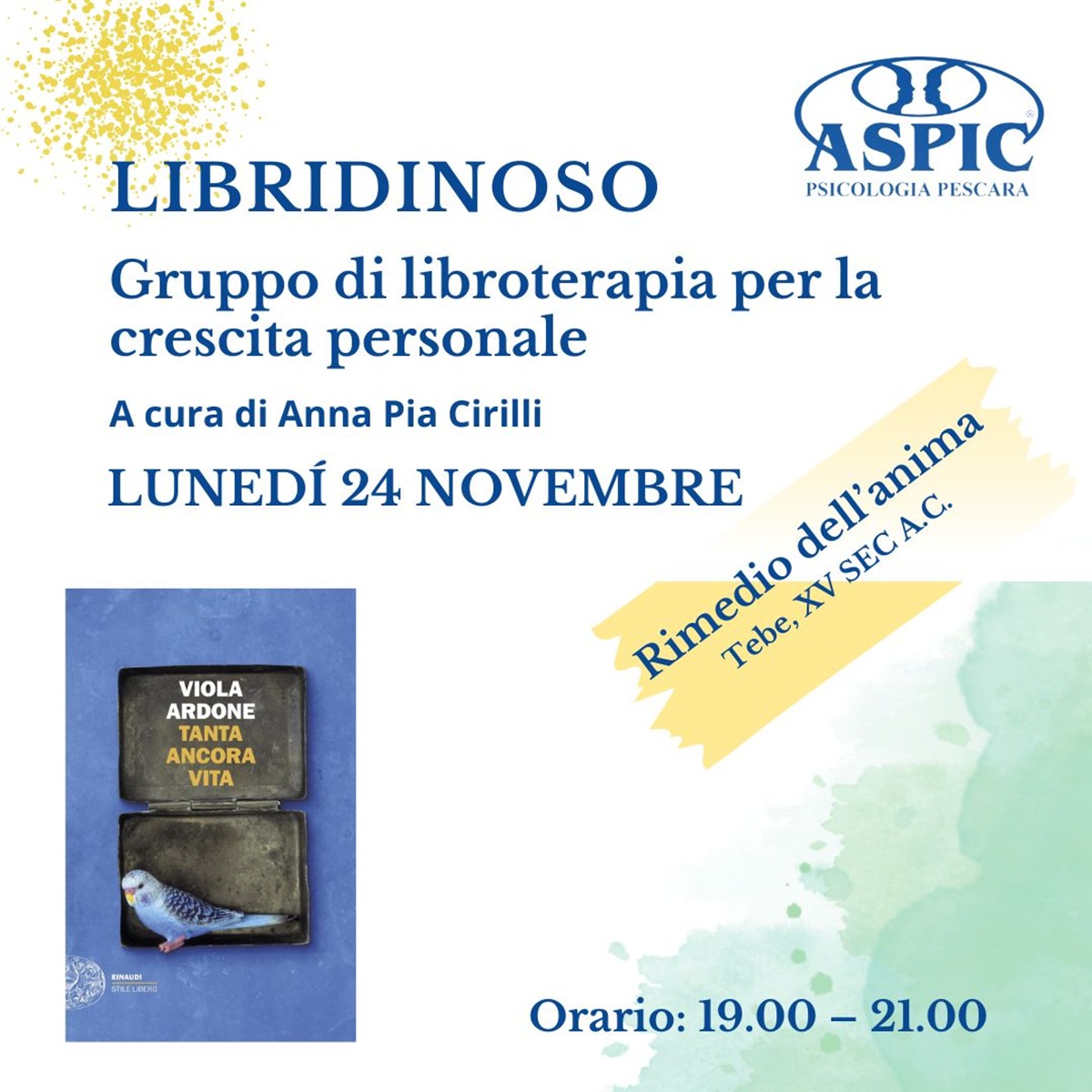 Libroterapia- Parole Che Curano presso Aspic Psicologia Pescara 24 novembre 2025 foto