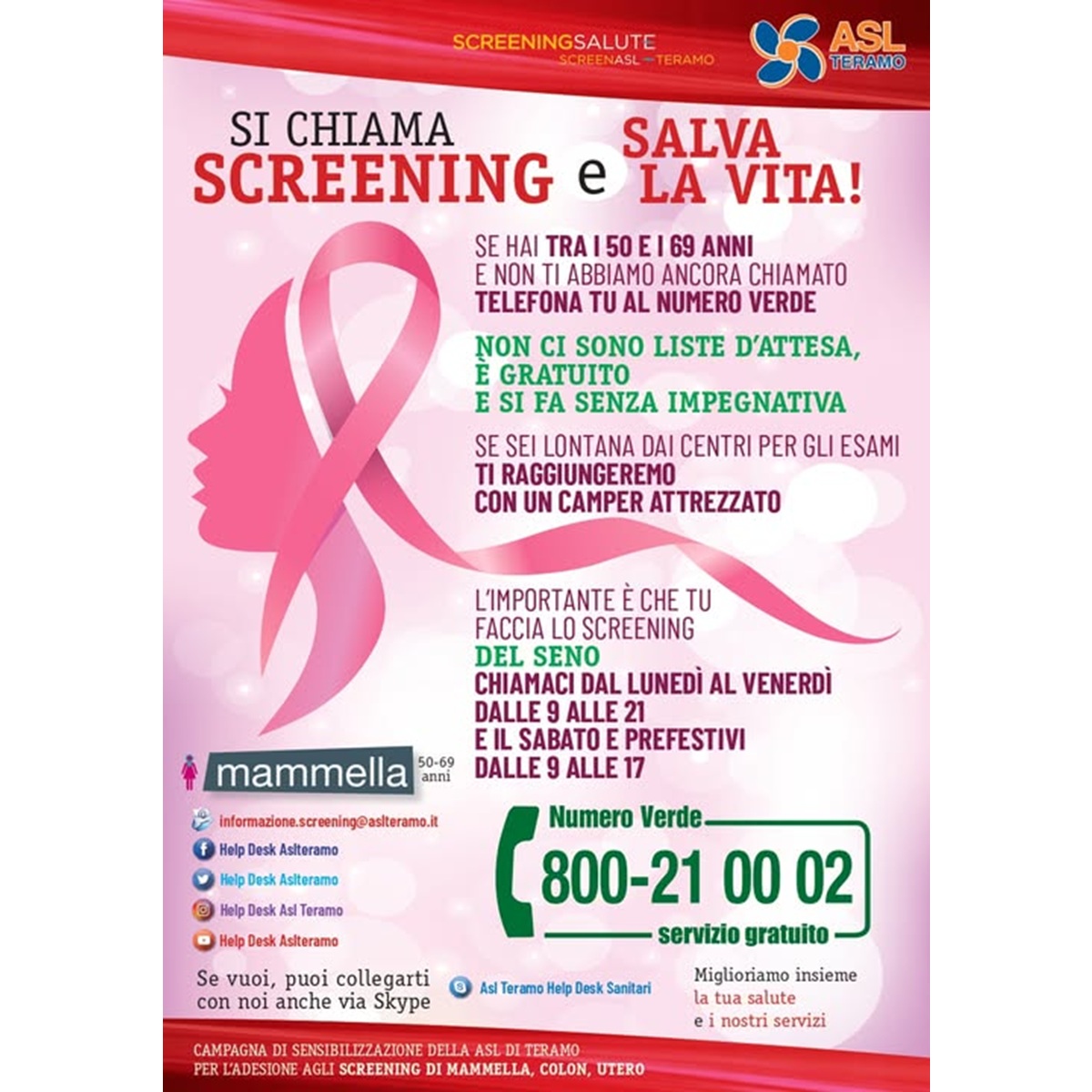 Mosciano Sant'Angelo Camper Rosa della Asl di Teramo