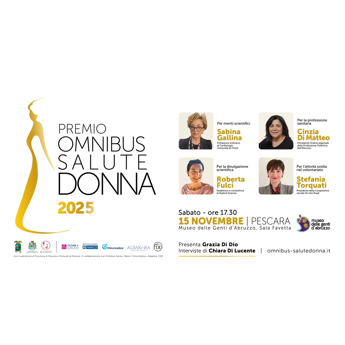 Premio Omnibus Salute Donna 2025 a Pescara sabato 15 novembre 2025 foto