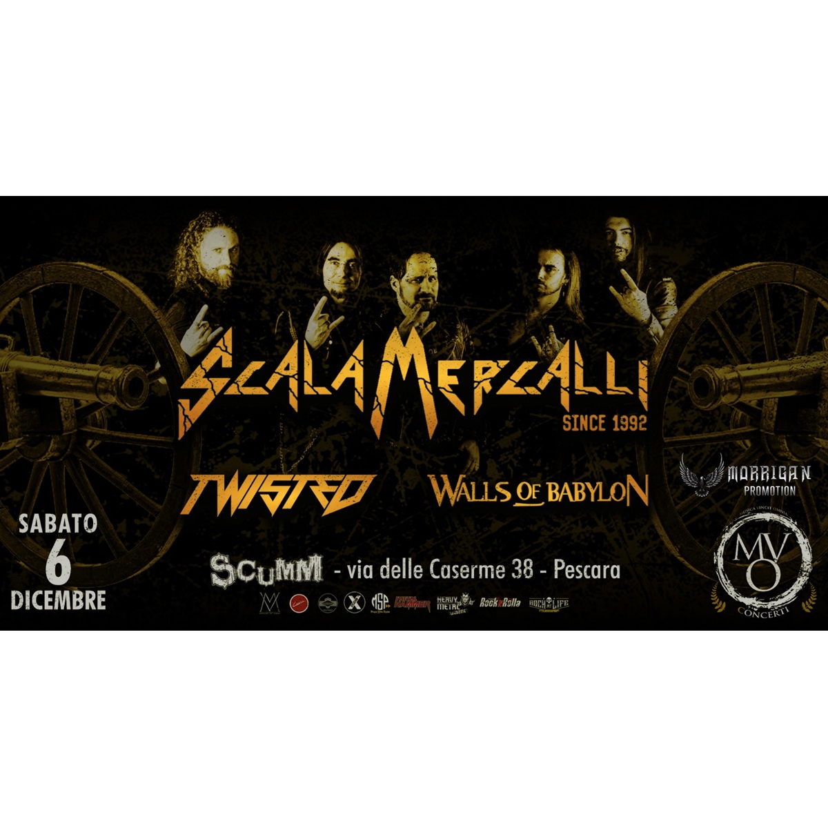 Scala Mercalli + Twisted + Walls Of Babylon live a Pescara sabato 6 dicembre 2025 foto