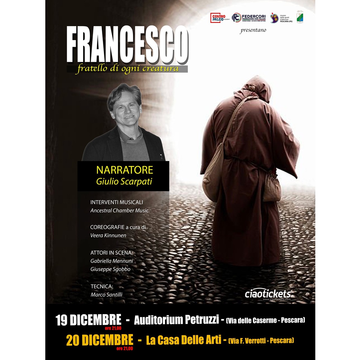 Francesco - Fratello di ogni creatura presso l'Auditorium Petruzzi a Pescara 19 dicembre 2025 foto
