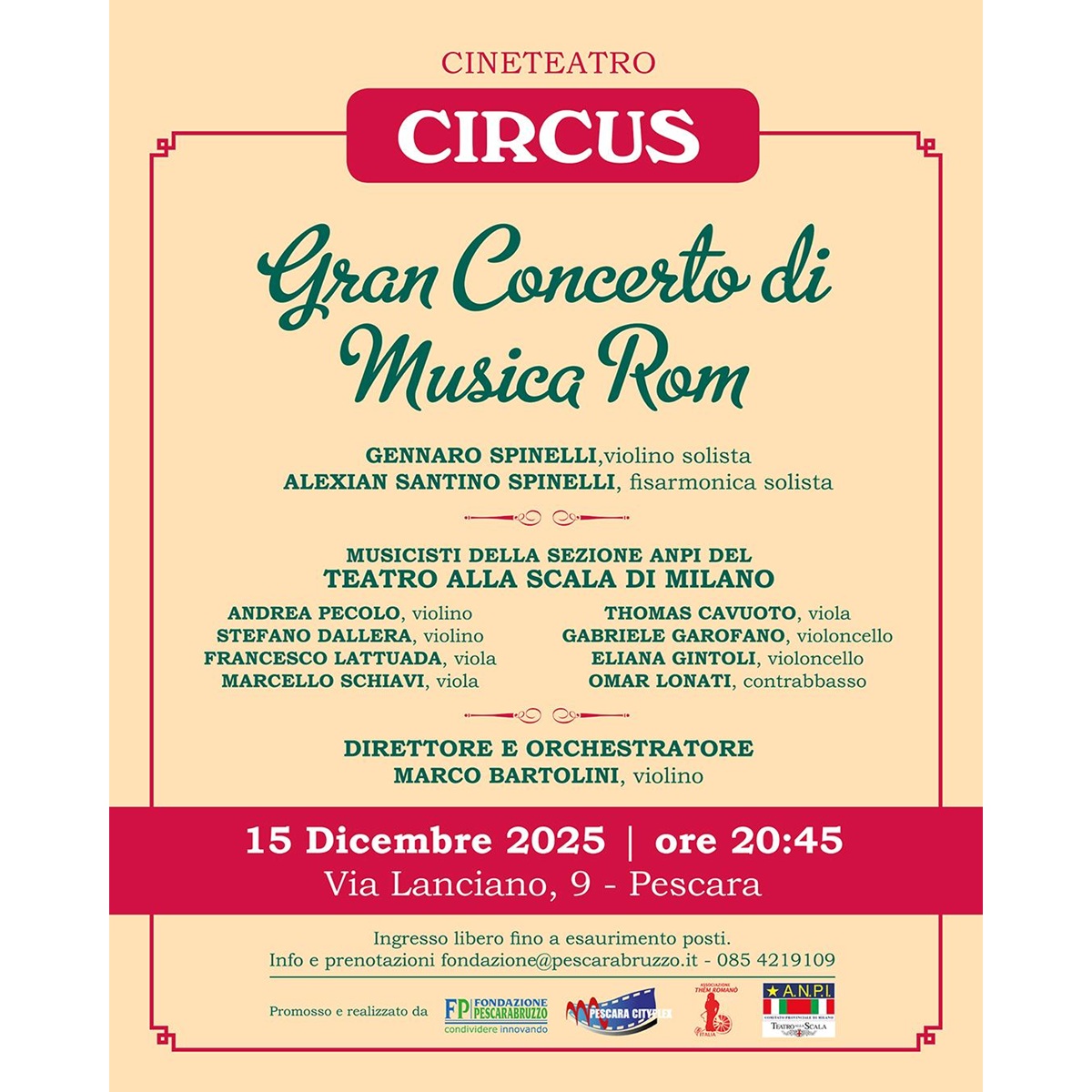 Gran Concerto di Musica Rom presso il Teatro Circus a Pescara 15 dicembre 2025 foto