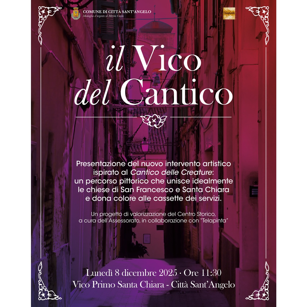 Il Vico del Cantico presso Vico Primo Santa Chiara a Città Sant’Angelo 8 dicembre 2025 foto