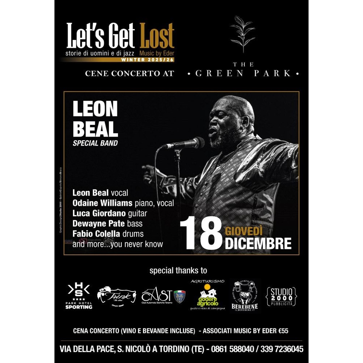 Leon Beal Special Band presso The Green Park a San Nicolò a Tordino 18 dicembre 2025 foto